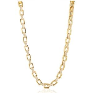 LUV AJ boxy pave link necklace gold